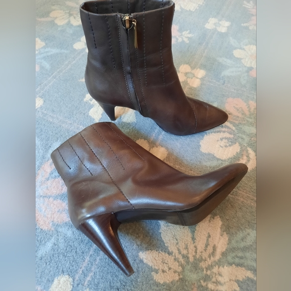 Y2K Pierre Cardin Womens Taupe/Brown Leather Ankle Boots Booties Size 38/US 7.5 - Picture 3 of 9